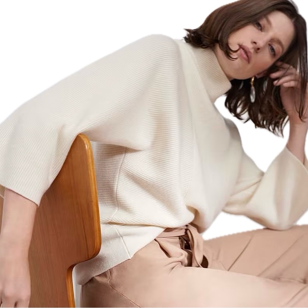 Club Monaco Ariyamma Cashmere Mockneck Dolman Turtleneck Sweater Ivory Cream S